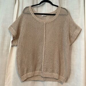 WD-NY Woman Sweater blouse Cream w/silver sparkle sz 1x